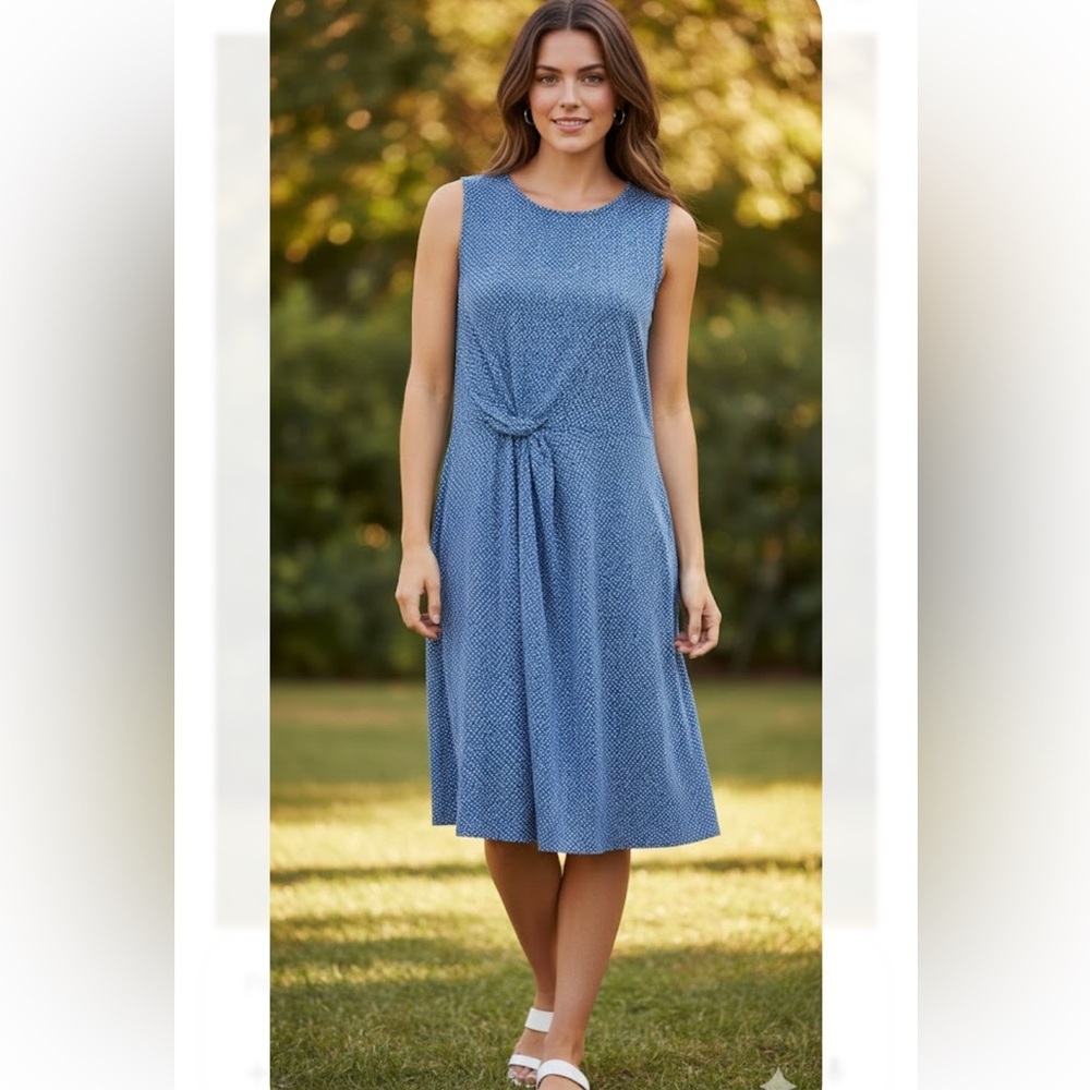Tommy Bahama Blue Geometric Pattern Dress - Picture 2 of 8